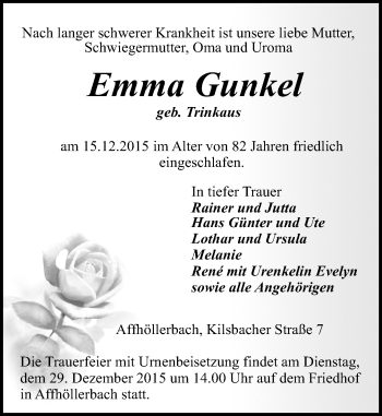 Traueranzeige von Emma Gunkel von trauer.echo-online.de