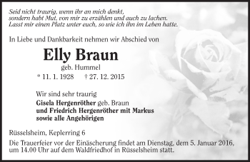 Traueranzeige von Elly Braun von trauer.echo-online.de