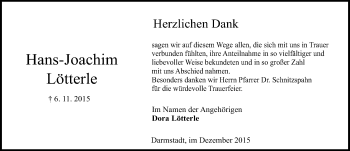 Traueranzeige von Hans-Joachim Lötterle von trauer.echo-online.de