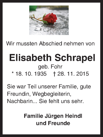 Traueranzeige von Elisabeth Schrapel von trauer.echo-online.de