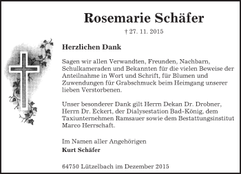 Traueranzeige von Rosemarie Schäfer von trauer.echo-online.de