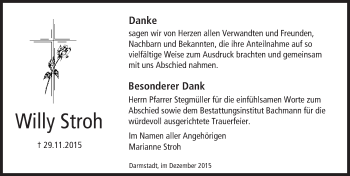 Traueranzeige von Willy Stroh von trauer.echo-online.de