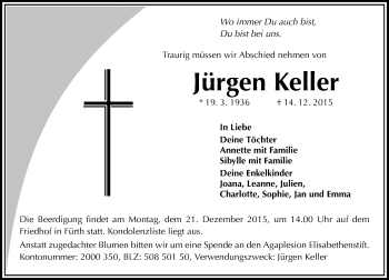 Traueranzeige von Jürgen Keller von trauer.echo-online.de
