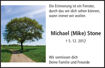 Traueranzeige von Michael Stone von trauer.echo-online.de