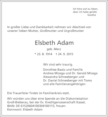 Traueranzeige von Elsbeth Adam von trauer.echo-online.de
