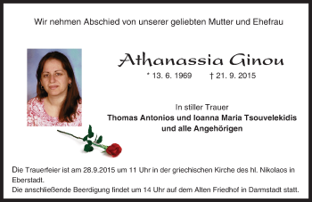 Traueranzeige von Athanassia Ginou von trauer.echo-online.de