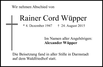 Traueranzeige von Rainer Cord von trauer.echo-online.de