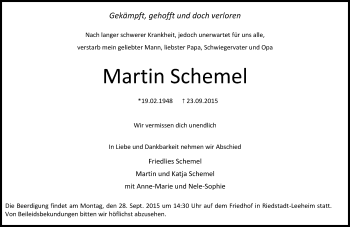 Traueranzeige von Martin Schemel von trauer.echo-online.de