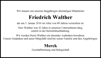 Traueranzeige von Friedrich Walther von trauer.echo-online.de