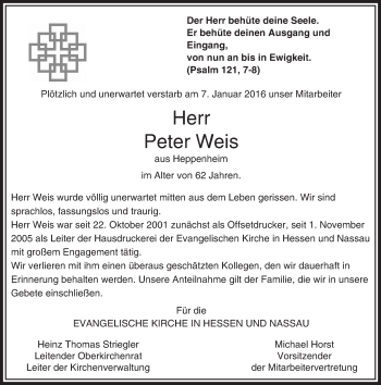 Traueranzeige von Peter Weis von trauer.echo-online.de