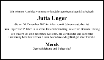 Traueranzeige von Jutta Unger von trauer.echo-online.de