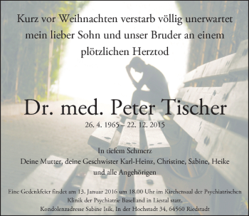 Traueranzeige von Peter Tischer von trauer.echo-online.de