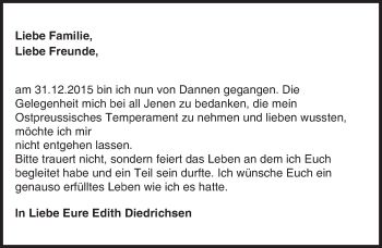 Traueranzeige von Edith Diedrichsen von trauer.echo-online.de
