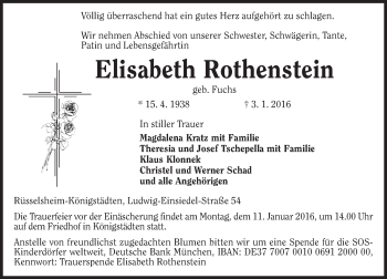 Traueranzeige von Elisabeth Rothenstein von trauer.echo-online.de