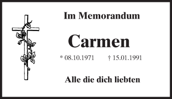 Traueranzeige von Carmen - von trauer.echo-online.de
