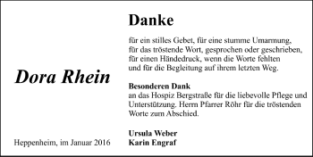 Traueranzeige von Dora Rhein von trauer.echo-online.de