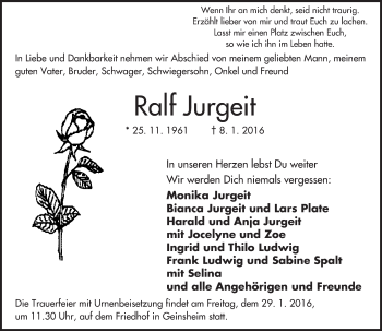 Traueranzeige von Ralf Jurgeit von trauer.echo-online.de