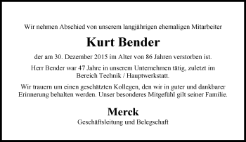 Traueranzeige von Kurt Bender von trauer.echo-online.de