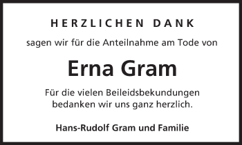 Traueranzeige von Erna Gram von  Camberger Anzeiger