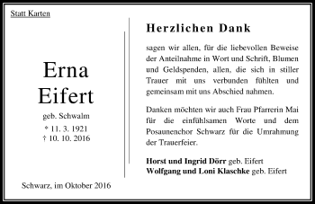 Traueranzeige von Erna Eifert von VRM Trauer