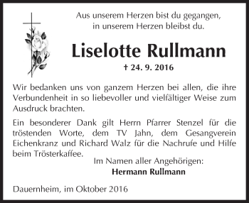 Traueranzeige von Liselotte Rullmann von  Kreisanzeiger