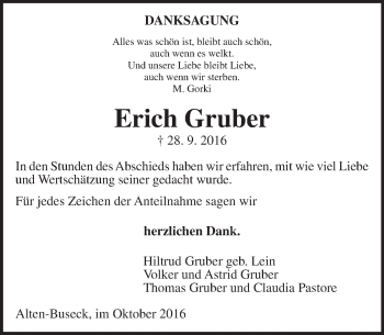 Traueranzeige von Erich Gruber von  Gießener Anzeiger