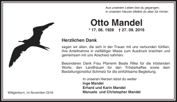 Traueranzeige von Otto Mandel von  Gelnhäuser Tageblatt