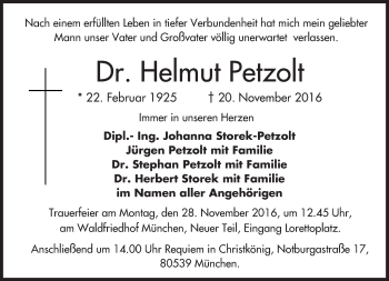 Traueranzeige von Helmut Petzolt von Trauerportal Rhein Main Presse