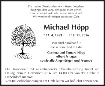 Traueranzeige von Michael Höpp von  Kreisanzeiger