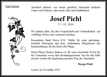 Traueranzeige von Josef Pichl von VRM Trauer