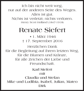 Traueranzeige von Renate Siefert von Trauerportal Echo Online