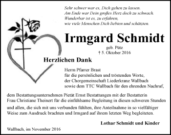 Traueranzeige von Irmgard Schmidt von  Camberger Anzeiger