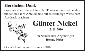 Traueranzeige von Günter Nickel von  Kreisanzeiger