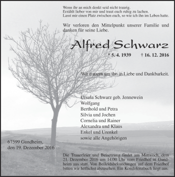 Traueranzeige von Alfred Schwarz von Trauerportal Rhein Main Presse