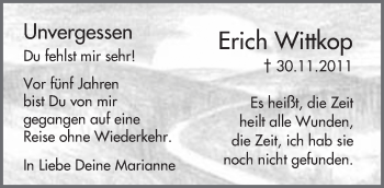 Traueranzeige von Erich Wittkop von Trauerportal Rhein Main Presse