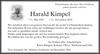 Traueranzeige von Harald Kimpel von  Usinger Anzeiger Traueranzeige von Harald Kimpel von  Usinger Anzeiger