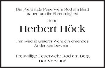 Traueranzeige von Herbert Höck von  Usinger Anzeiger Traueranzeige von Herbert Höck von  Usinger Anzeiger