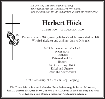 Traueranzeige von Herbert Höck von  Usinger Anzeiger Traueranzeige von Herbert Höck von  Usinger Anzeiger
