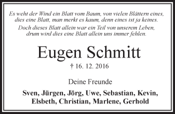 Traueranzeige von Eugen Schmitt von VRM Trauer
