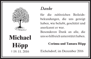 Traueranzeige von Michael Höpp von  Kreisanzeiger