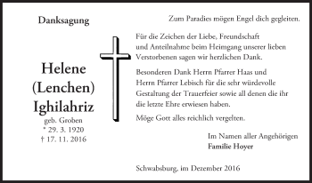 Traueranzeige von Helene Ighilahriz von Trauerportal Rhein Main Presse