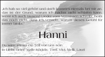 Traueranzeige von Hanna  von  Kreisanzeiger