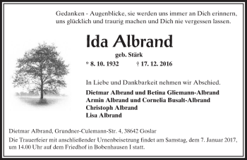 Traueranzeige von Ida Albrand von  Kreisanzeiger