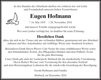 Traueranzeige von Eugen Hofmann von  Usinger Anzeiger