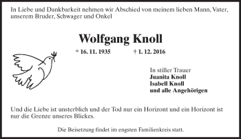 Traueranzeige von Wolfgang Knoll von Trauerportal Rhein Main Presse