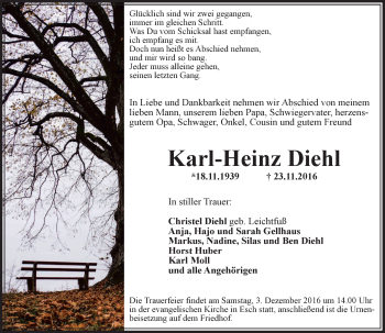 Traueranzeige von Karl-Heinz Diehl von  Camberger Anzeiger