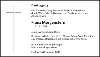 Traueranzeige von Franz Morgenstern von  Gießener Anzeiger