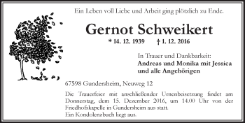 Traueranzeige von Gernot Schweikert von Trauerportal Rhein Main Presse