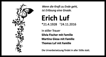 Traueranzeige von Erich Luf von Trauerportal Rhein Main Presse