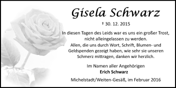 Traueranzeige von Gisela Schwarz von trauer.echo-online.de
